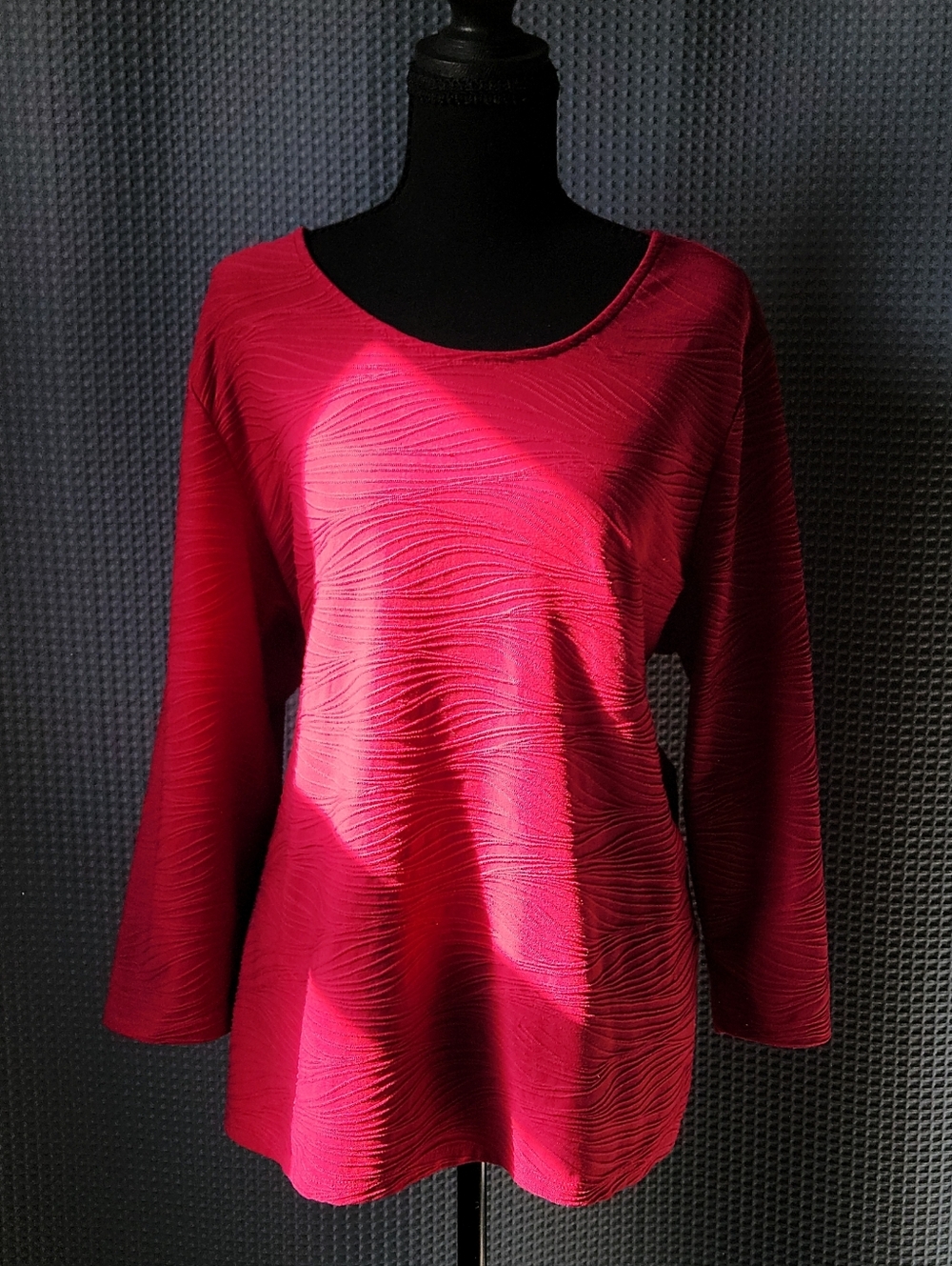 Allison Daley Fuchsia Textured Long-Sleeve Top - Size XL